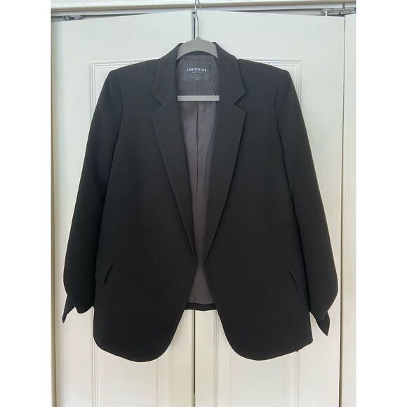 Lafayette 148 Jackets & Blazers - Lafayette 148 Women's Black Blazer Jacket Size M Open Front Fitted Silhouette